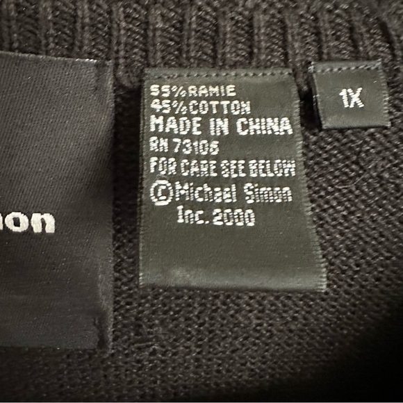 MICHAEL SIMON Beaded Flower Cardigan Black Y2K Retro Whimsical Collectible Sz 1X - Picture 9 of 17